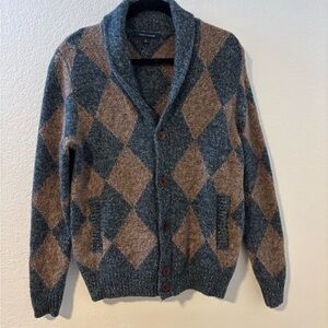 Tommy Hilfiger Argyle Shawl Collar Cardigan Pockets Size S 70% Lambswool